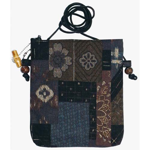 大島紬調天ファスナーポシェット