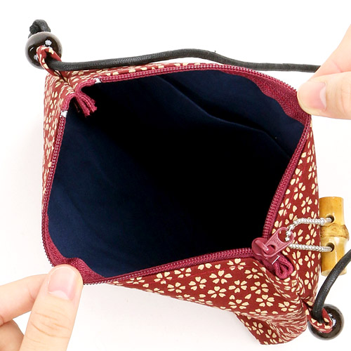 竹玉付き 天ファスナー ポシェット - 画像3