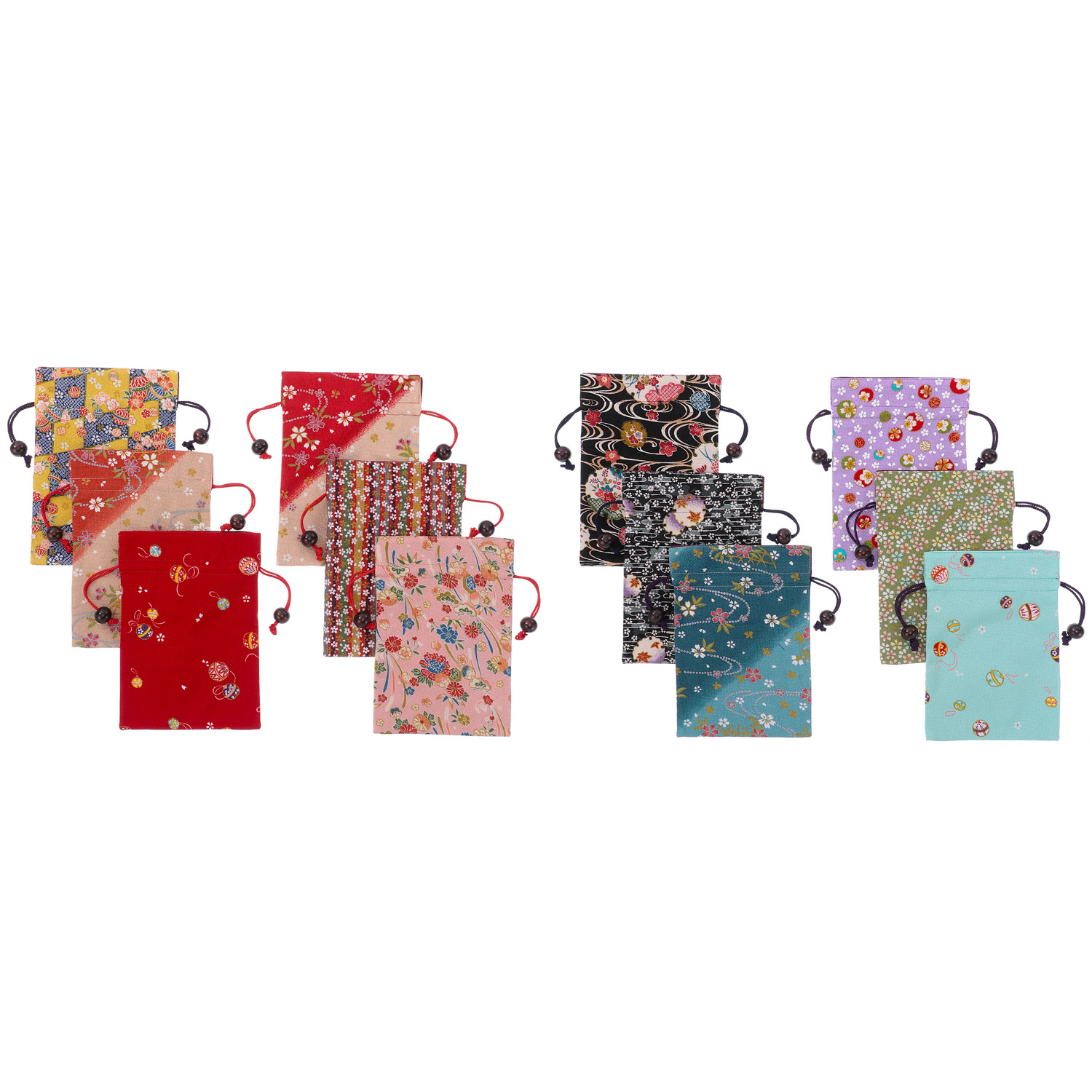 【柄アソート】ちりめん平巾着 友禅柄