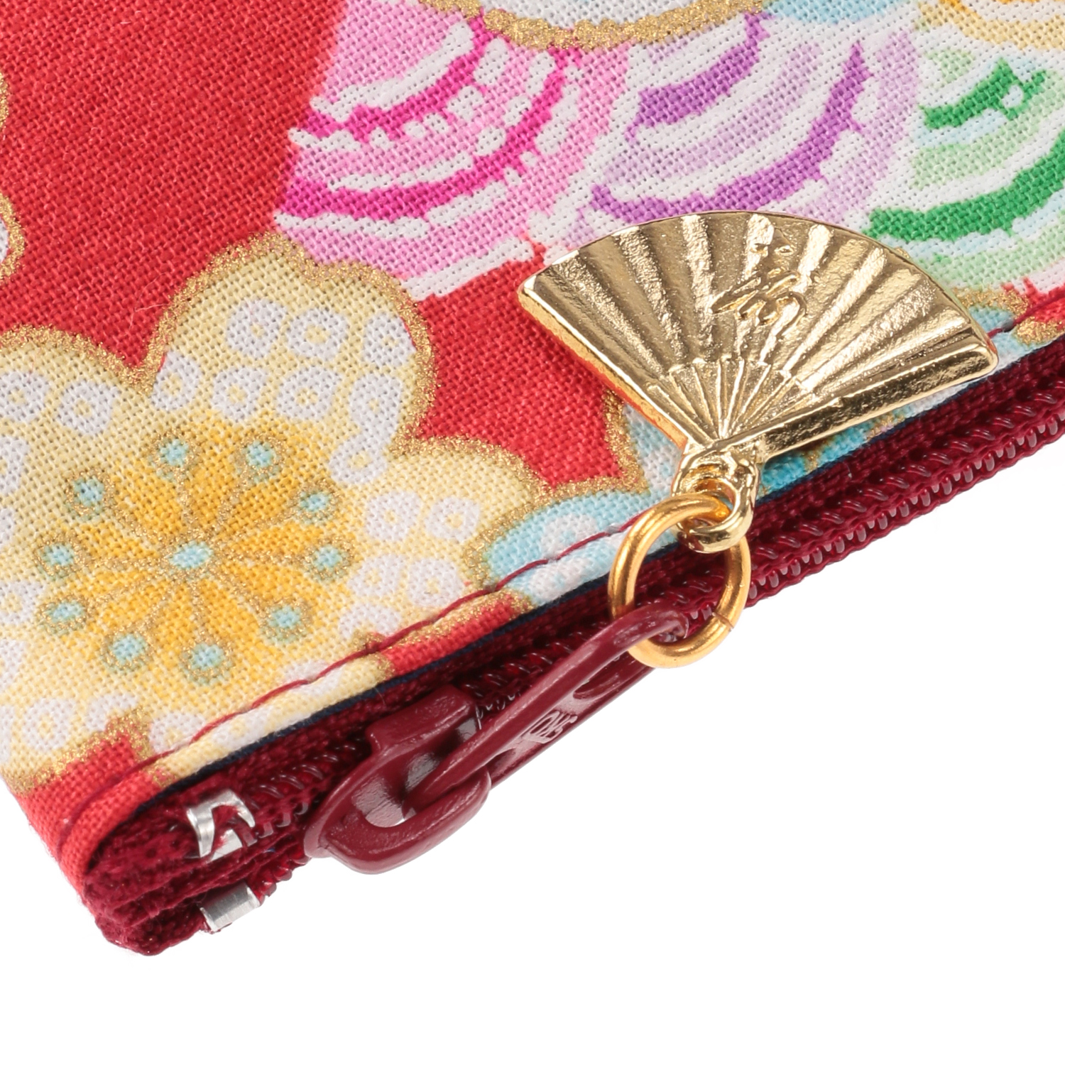 花小紋 金扇付き角平ポーチ - 画像3