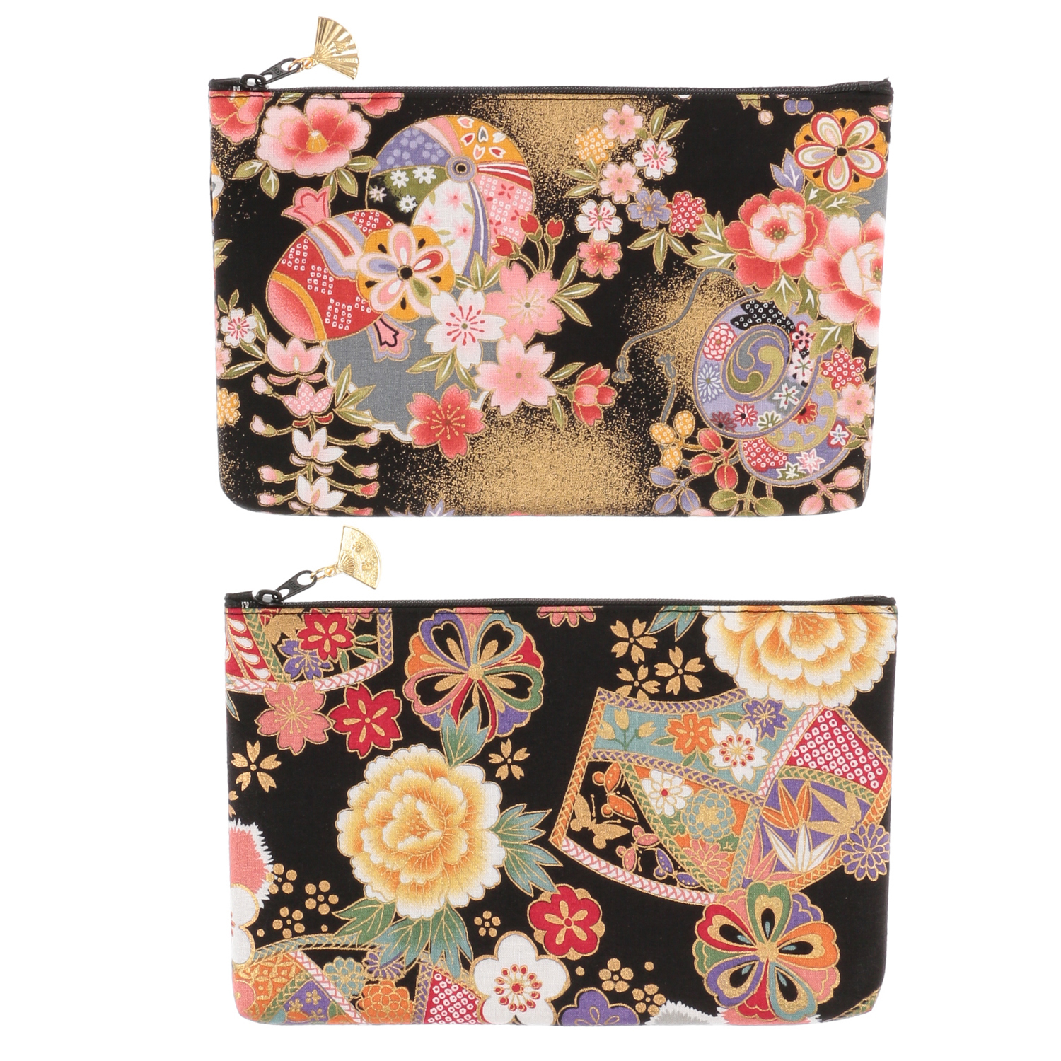 花小紋 金扇付き角平ポーチ - 画像4