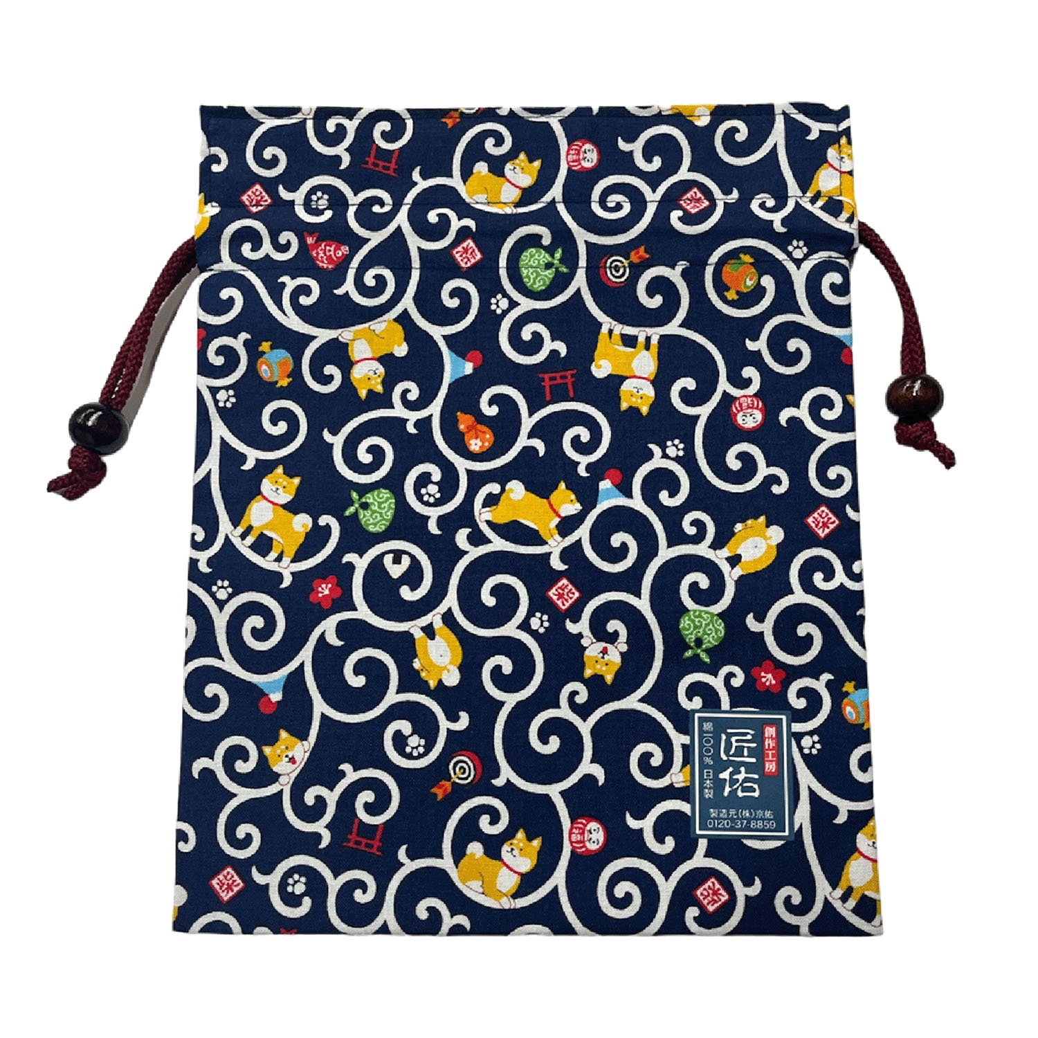 平巾着 柴犬唐草 - 画像4