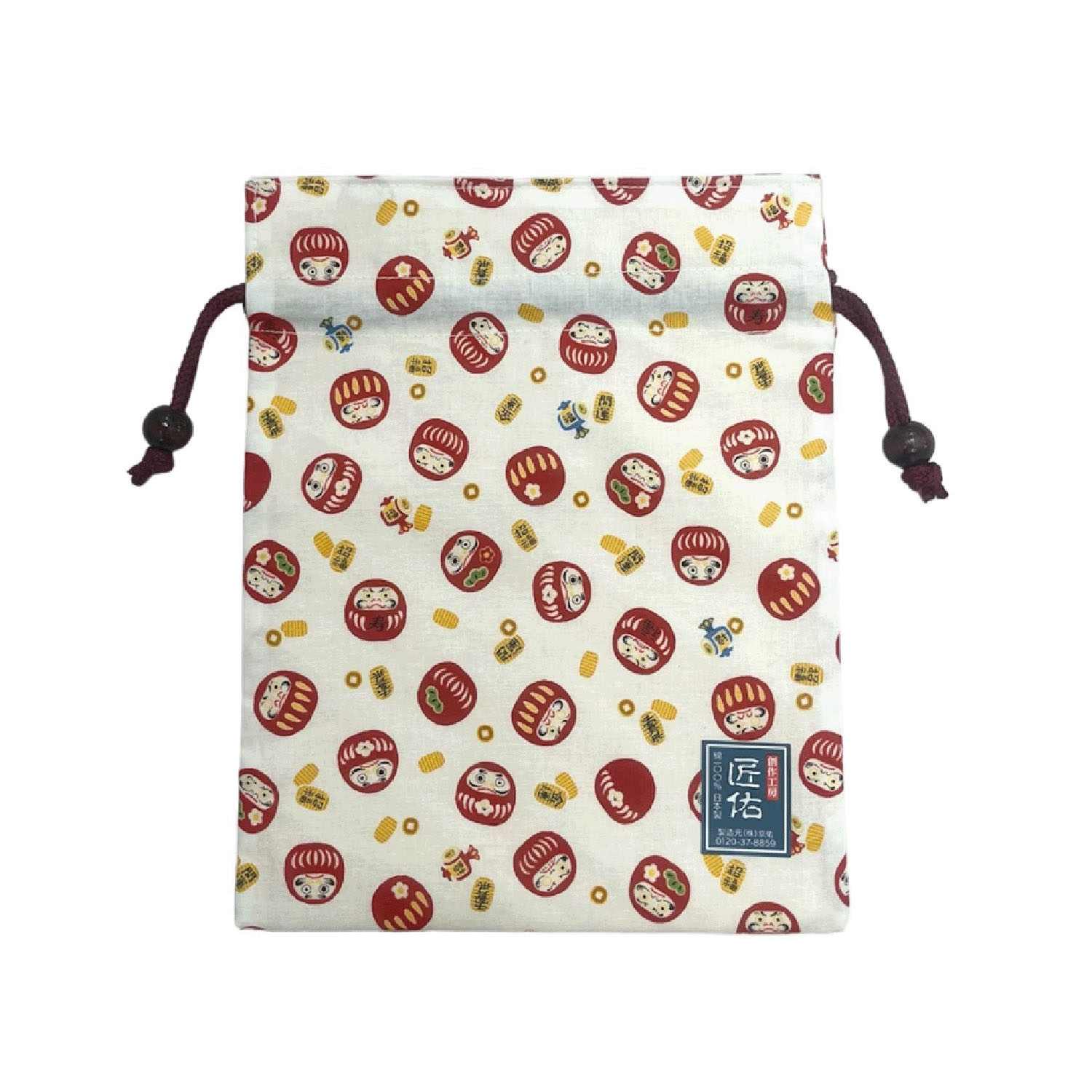 【15黒、33赤 終了】平巾着 だるまと小判 - 画像2