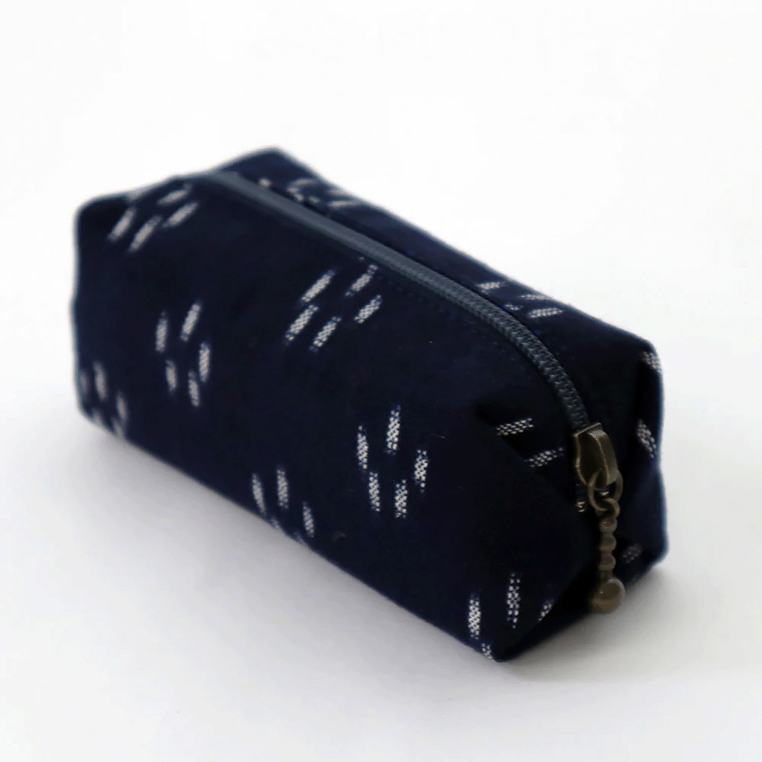 久留米絣 ファスナー付風船ポーチ - 画像1