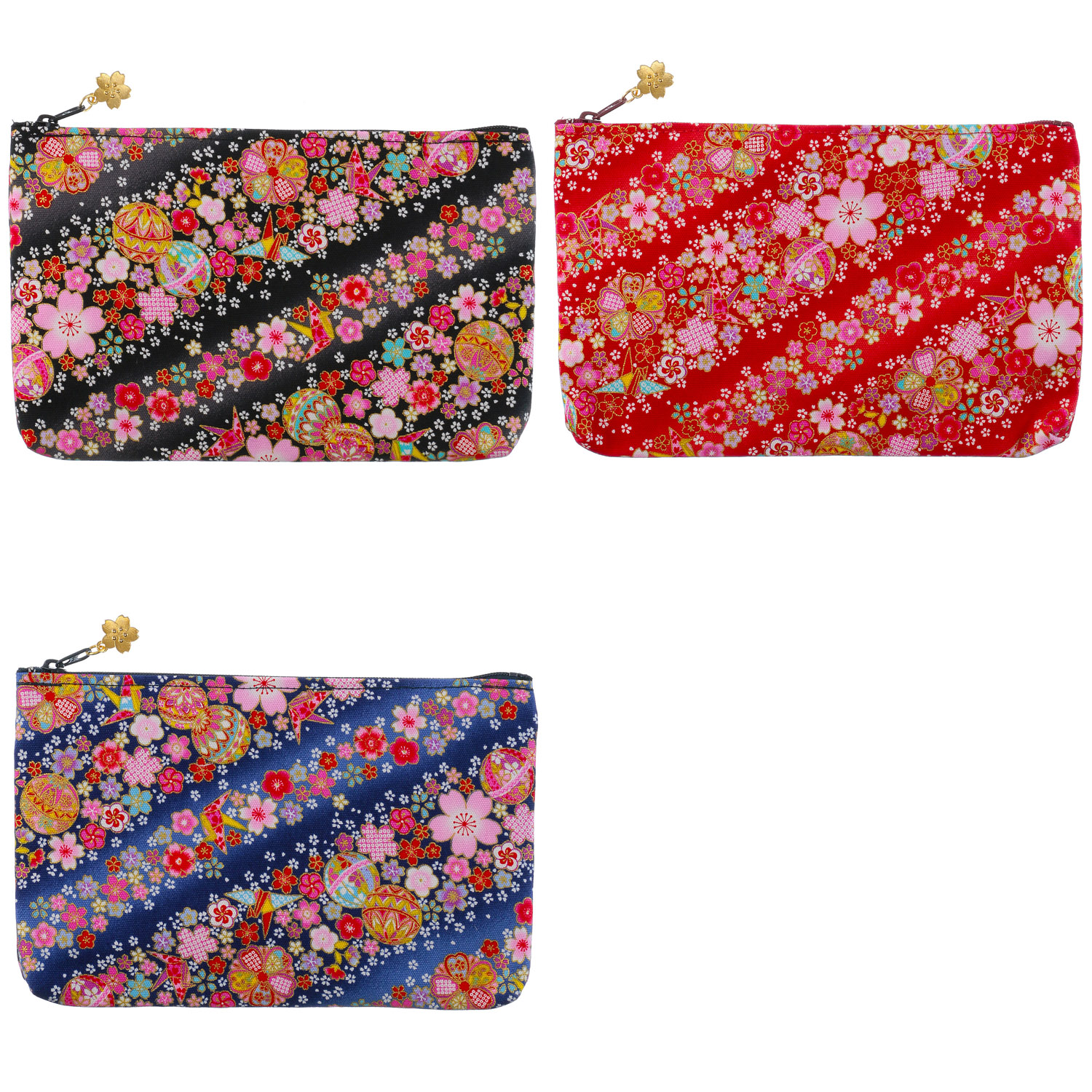 友禅花てまり  角平ポーチ - 画像1