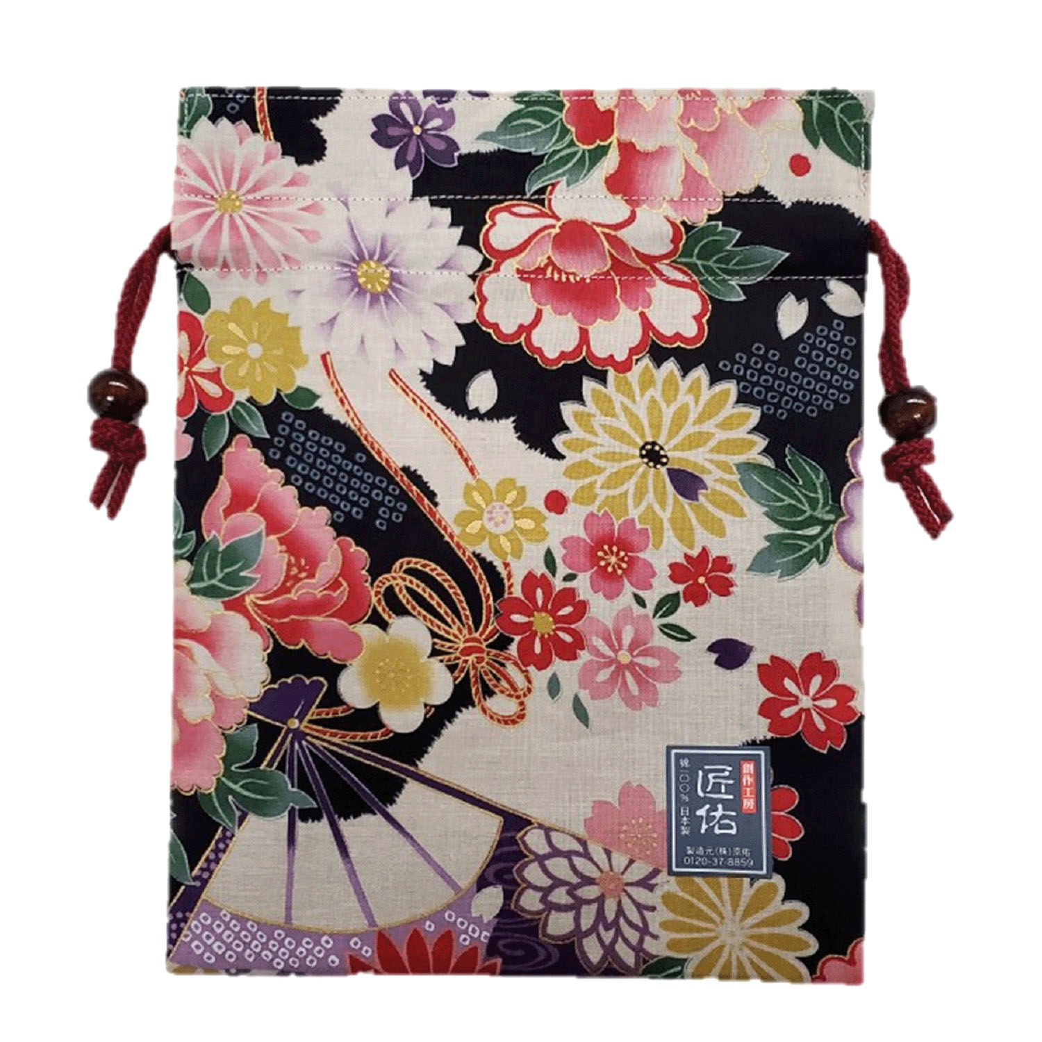 平巾着 古典扇面柄 - 画像2