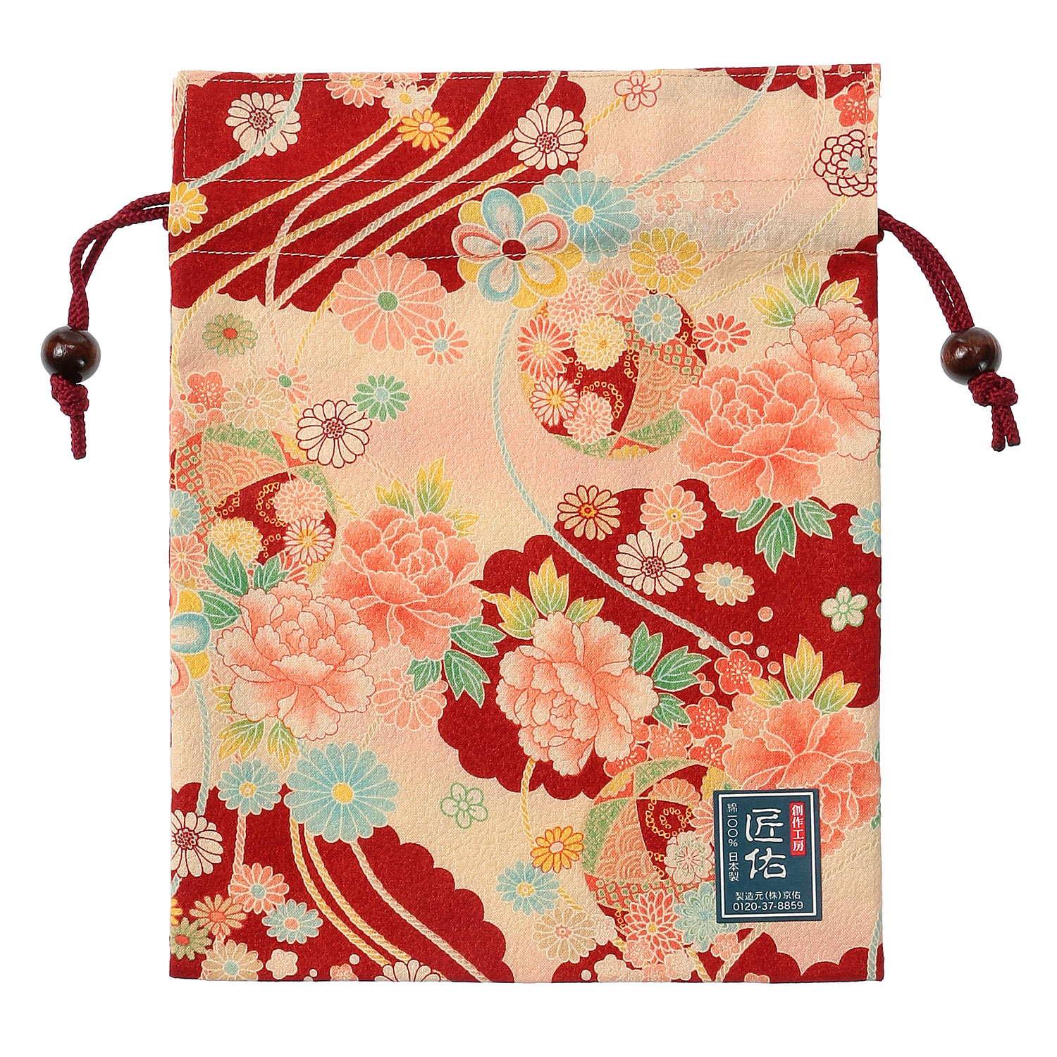 【33－00赤 製造終了】平巾着 四季彩 ぼたん - 画像3