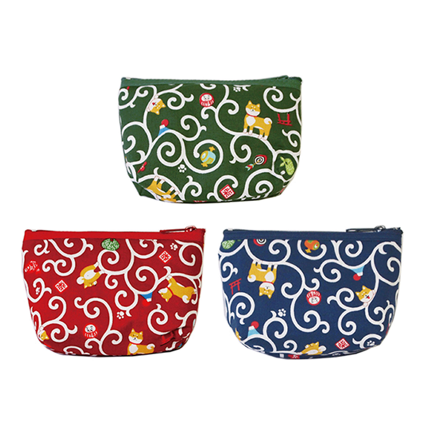 縁起屋 柴犬唐草 ミニポーチ