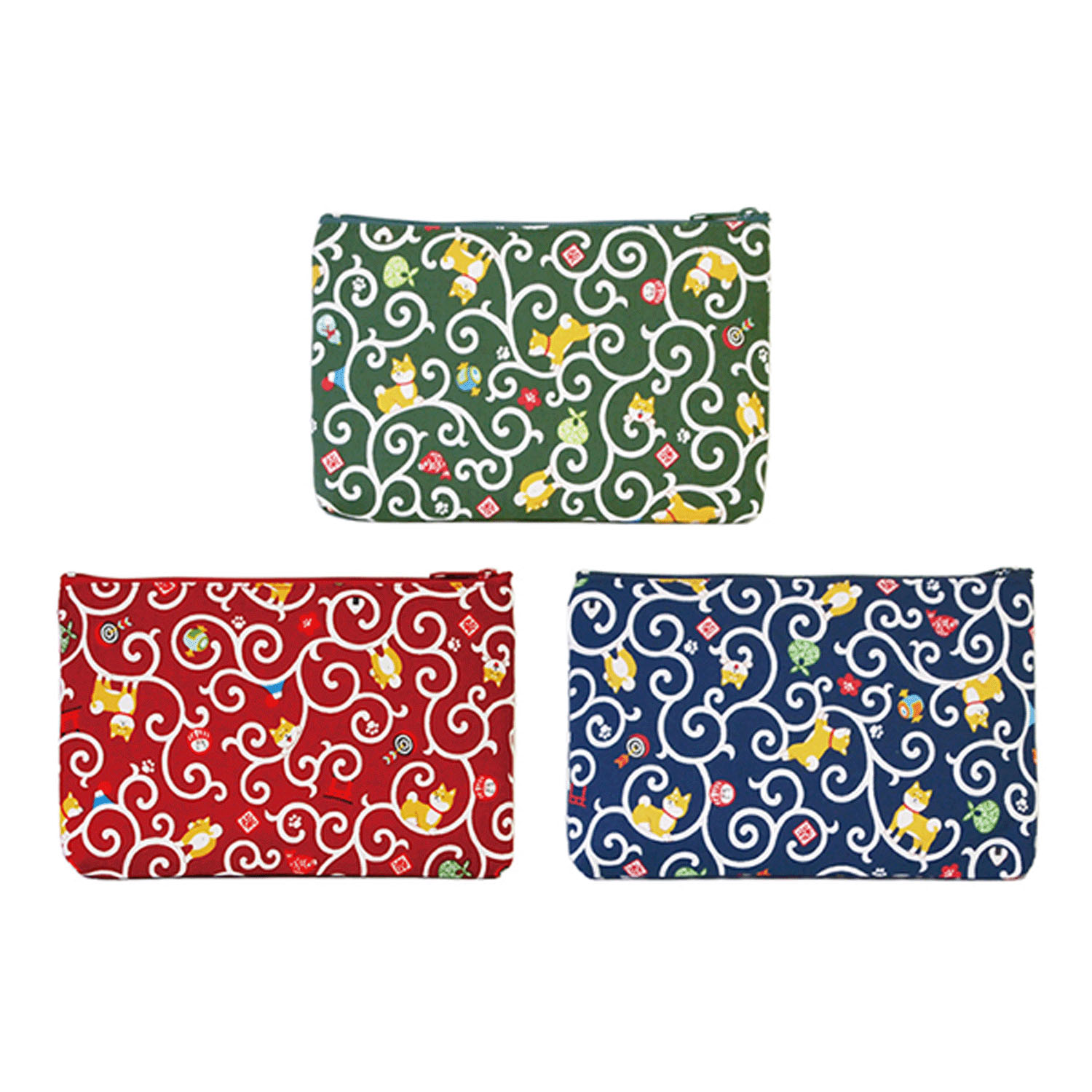 縁起屋 柴犬唐草 平ポーチ小