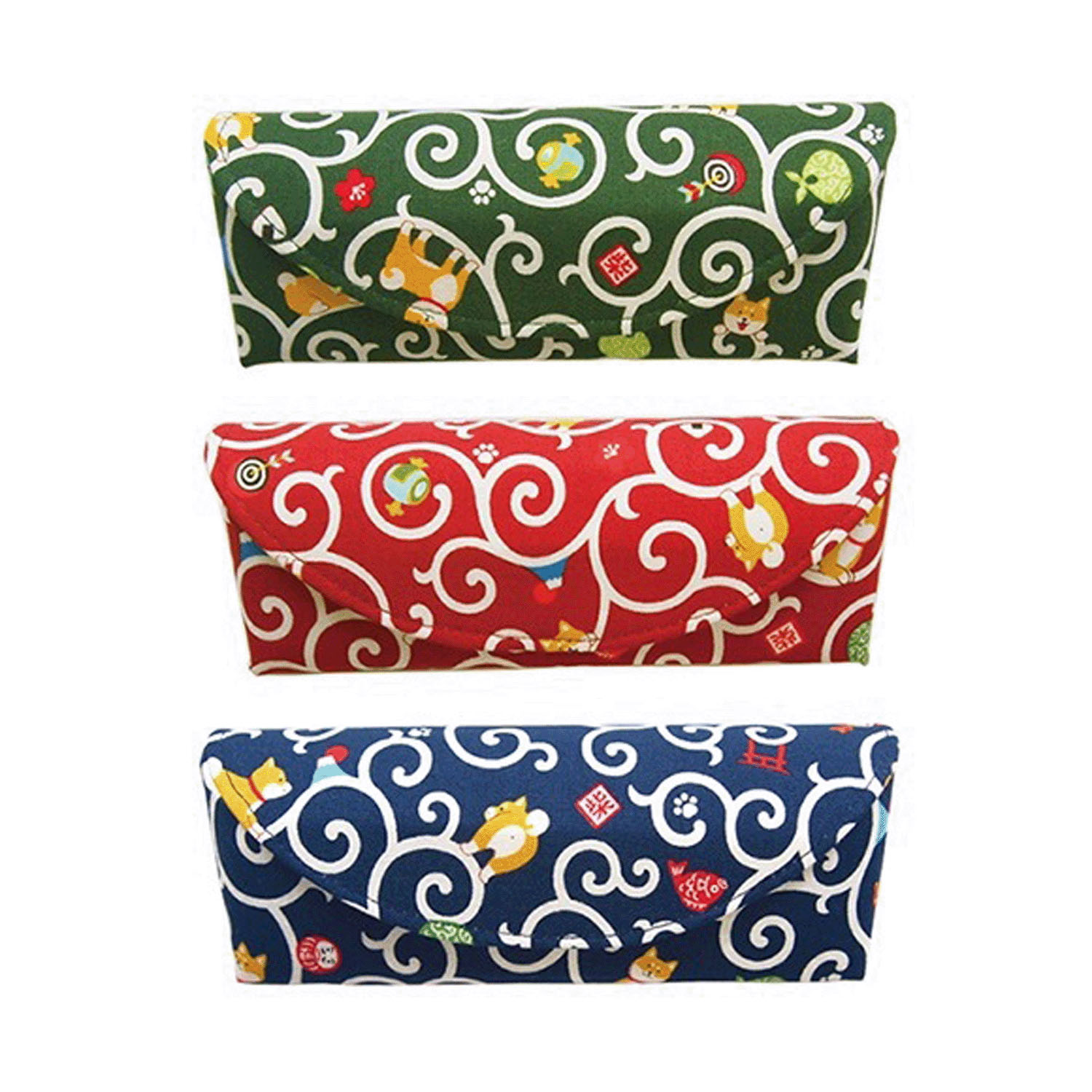 縁起屋 柴犬唐草 眼鏡ケース （スリム）