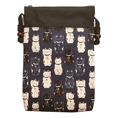 前ポケット付ナナメ掛けサコッシュ 招き猫 - 画像2