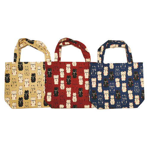 福あつめ 招き猫 ちょこっとバッグ（裏・不織布張り）