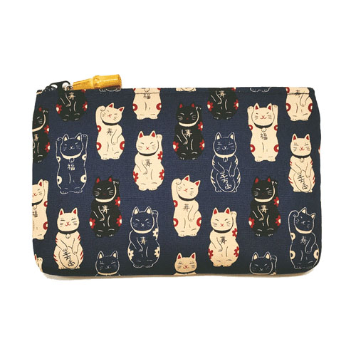 福あつめ 招き猫 竹玉付角平ポーチ - 画像4