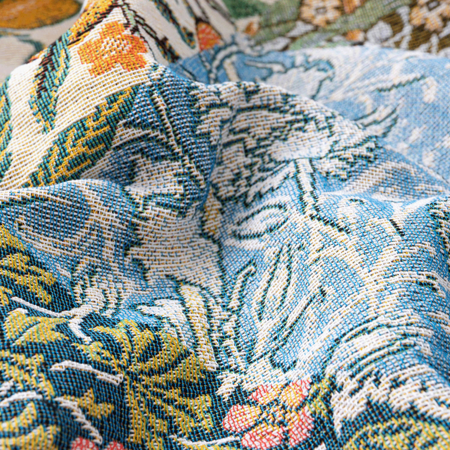 ジャガード織 スローケットラグ ウィリアムモリス柄 - 画像4