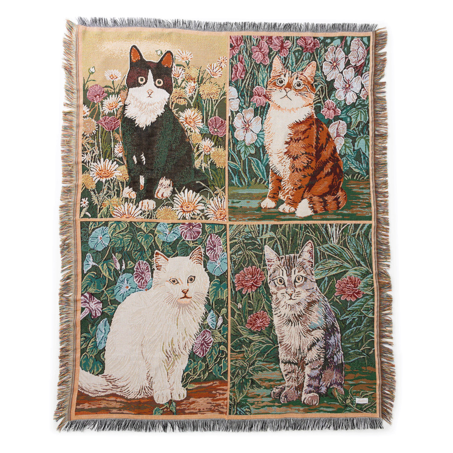 ジャガード織 スローケットラグ 猫デザイン - 画像2