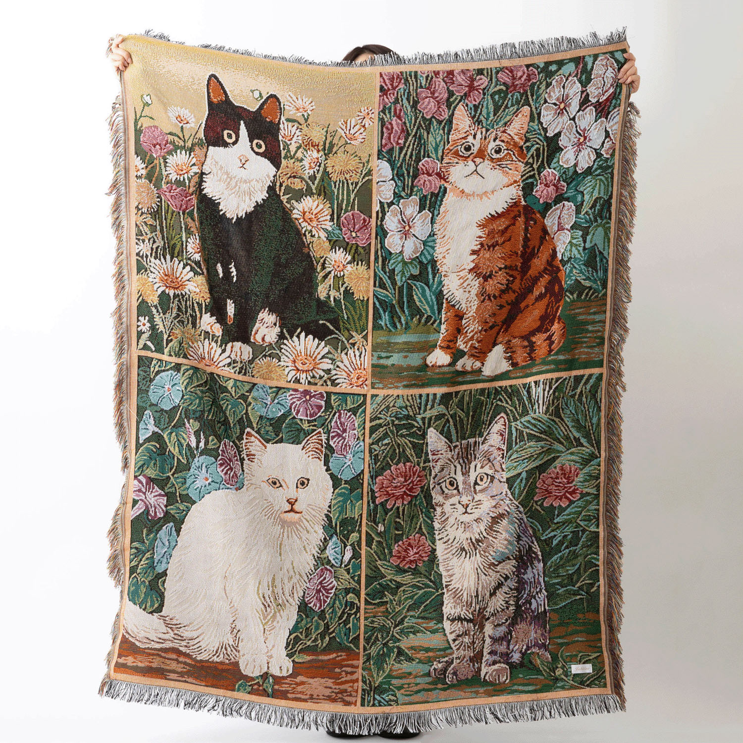 ジャガード織 スローケットラグ 猫デザイン - 画像5