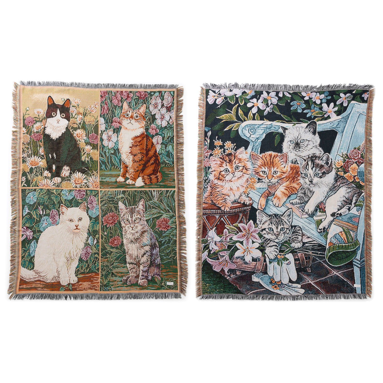 ジャガード織 スローケットラグ 猫デザイン