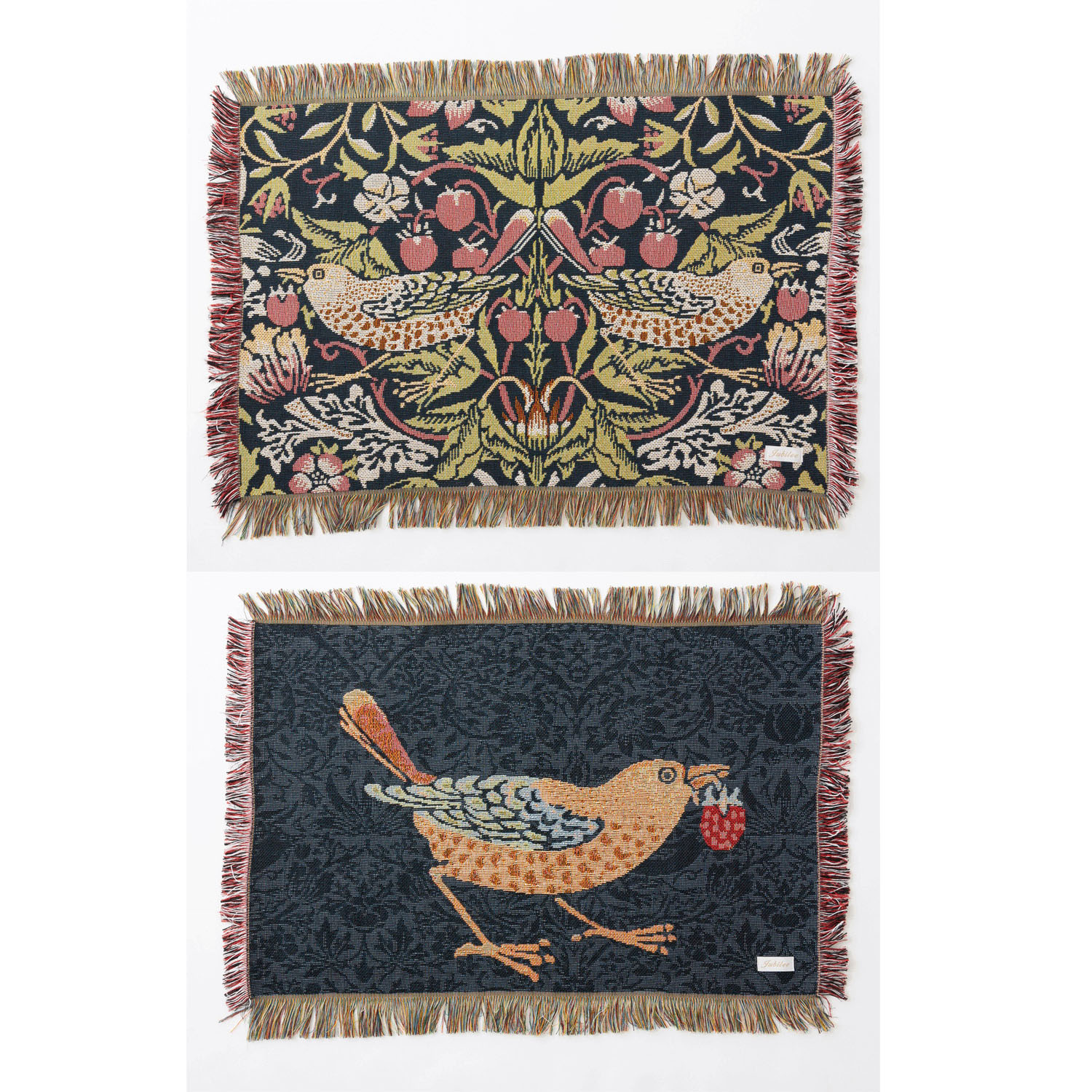 ジャガード織スローケット 鳥 - 画像1