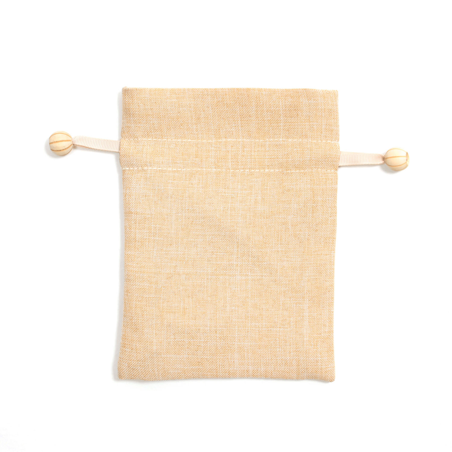 リボン刺繍 ベージュ 巾着M - 画像2