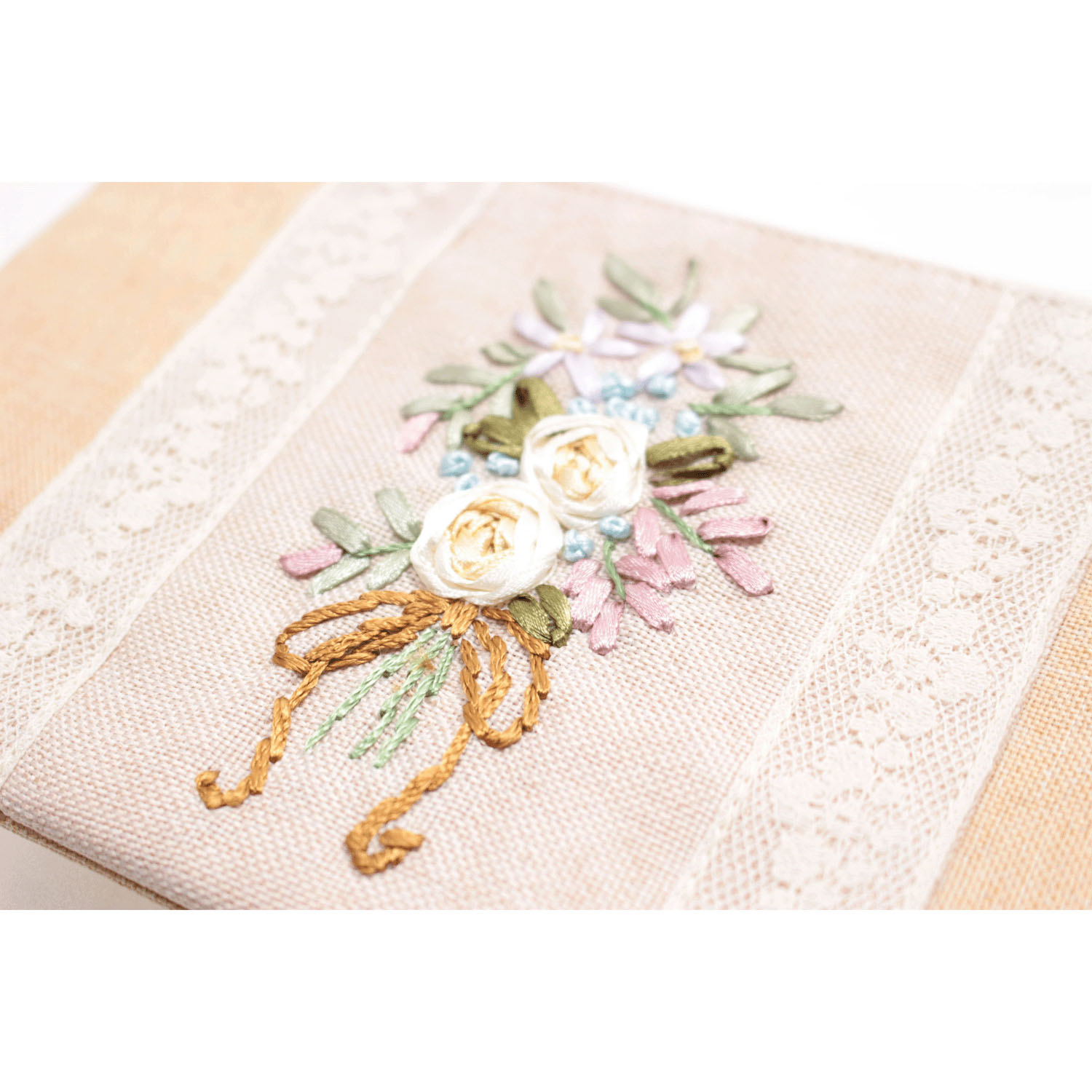 リボン刺繍 ベージュ マルチケース - 画像3