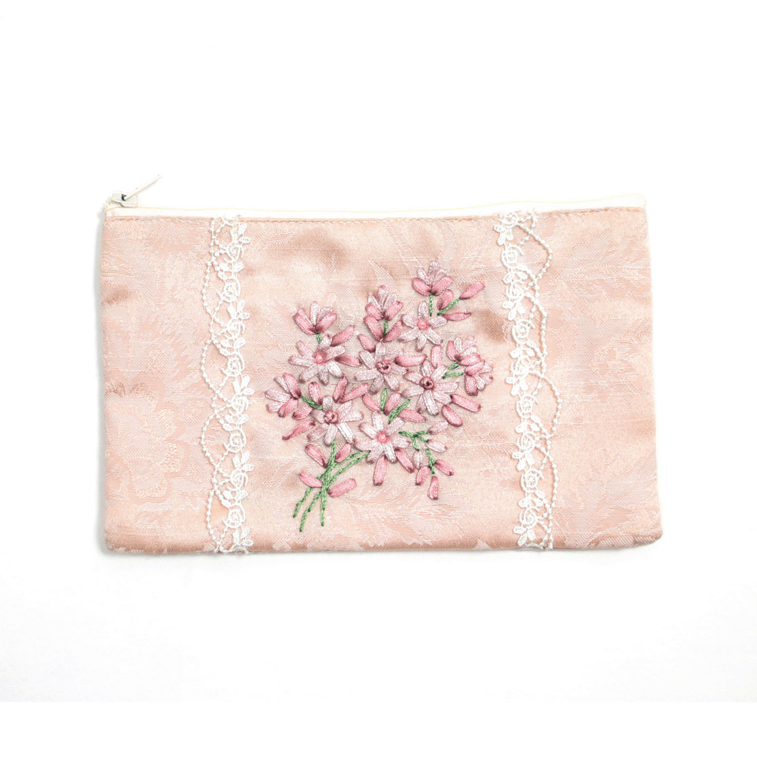 リボン刺繍 ピンク マルチケース