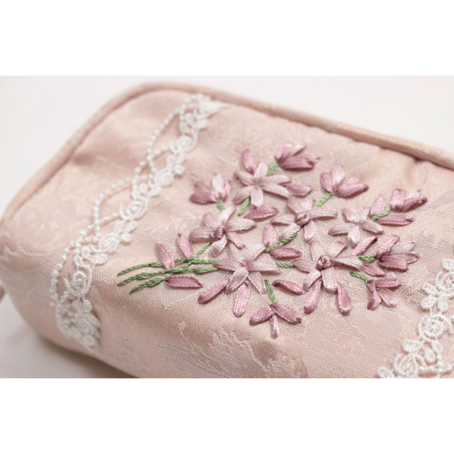 リボン刺繍 ピンク 眼鏡ケース - 画像4