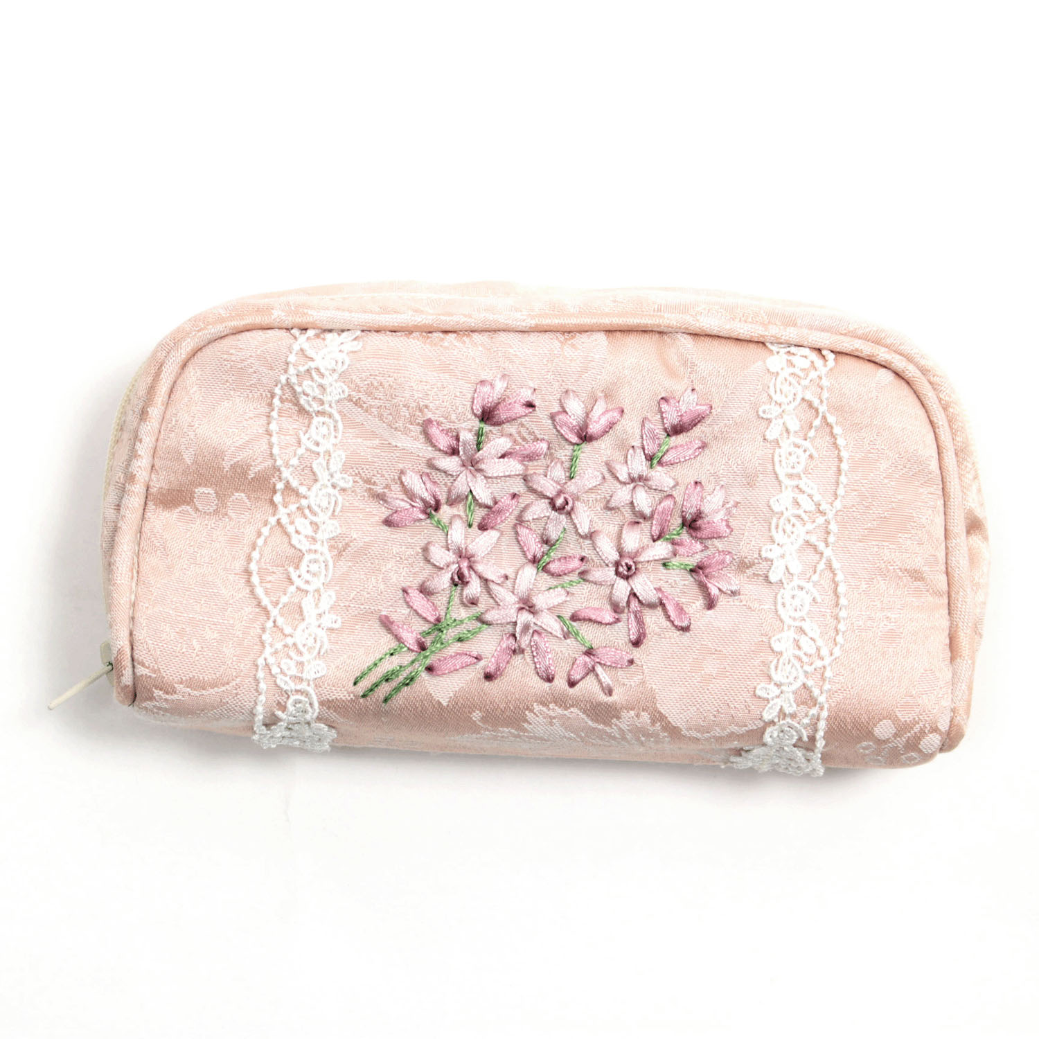 リボン刺繍 ピンク 眼鏡ケース