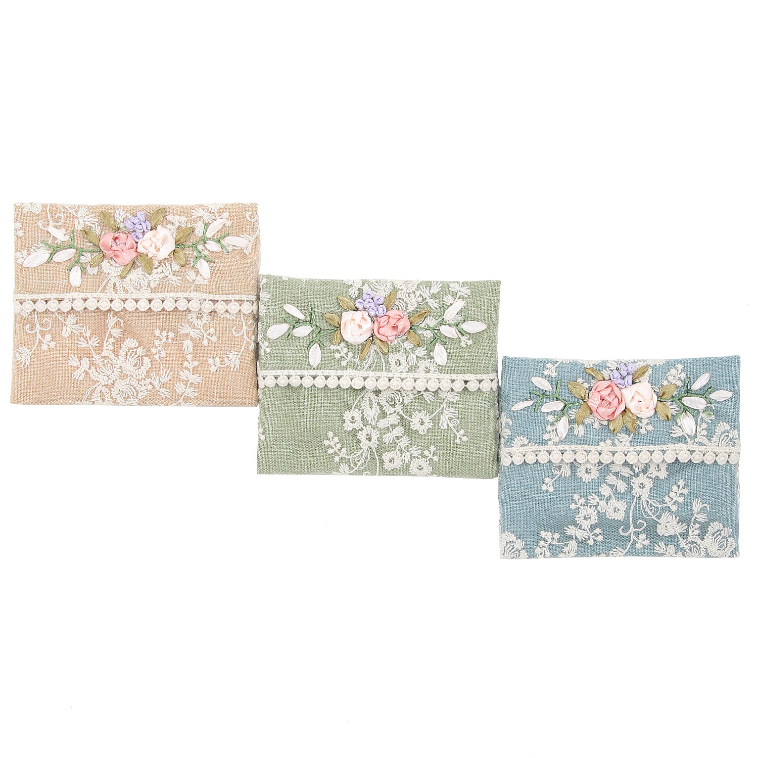 リボン刺繍フローリストシリーズ ミニティッシュケース