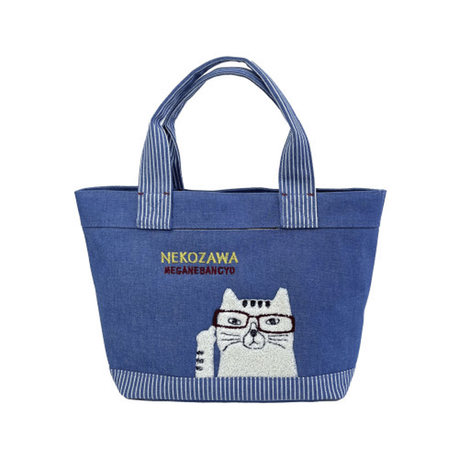 デニム調＆ヒッコリーミニバッグ ネコまるけ - 画像2