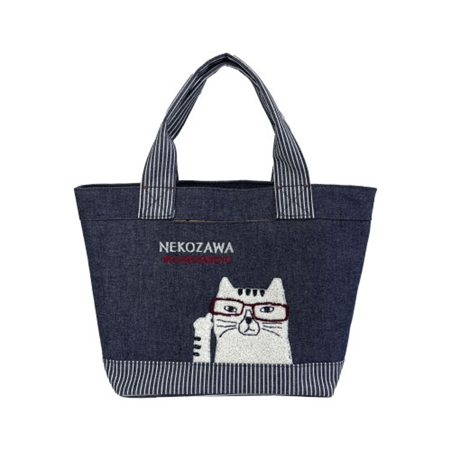 デニム調＆ヒッコリーミニバッグ ネコまるけ - 画像8