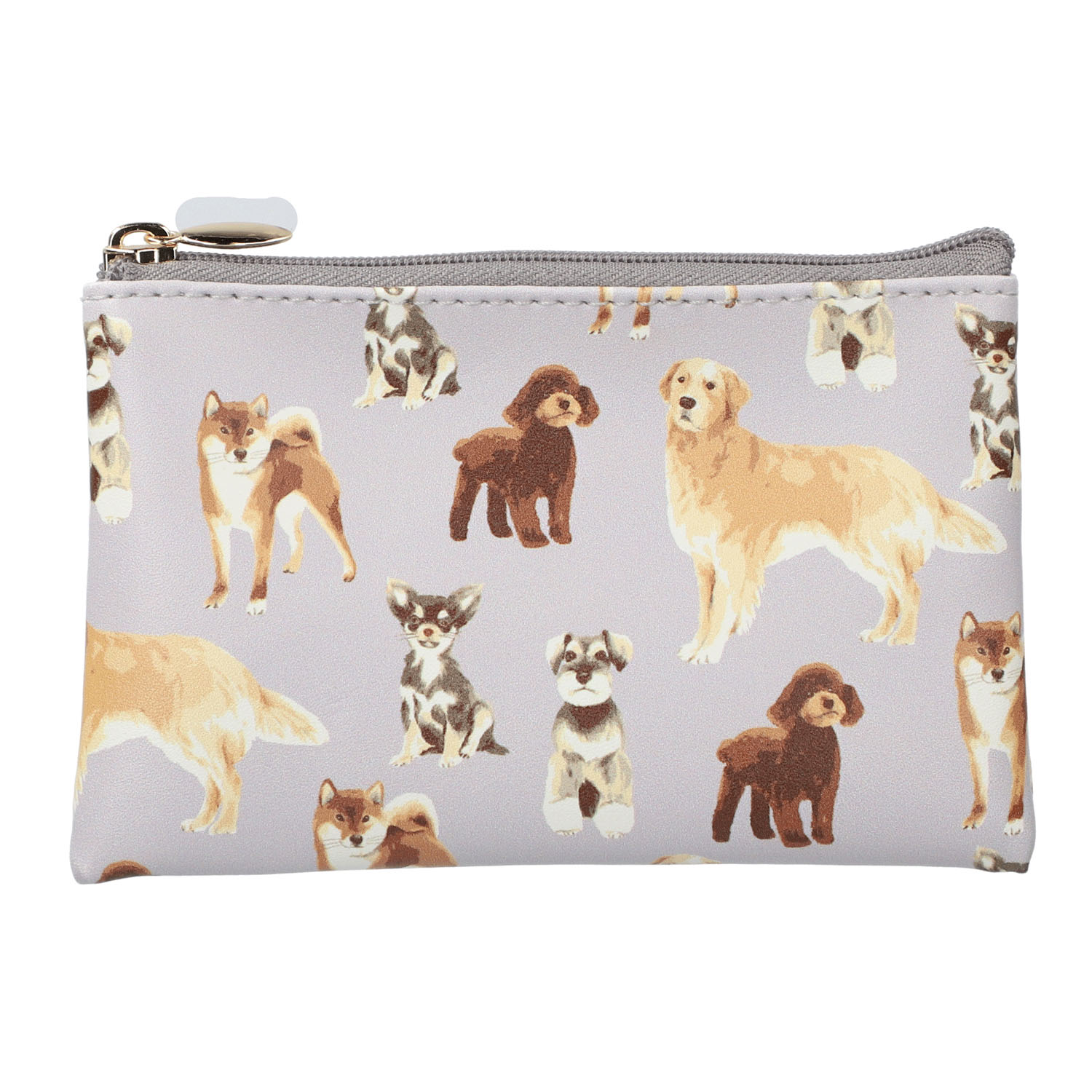 トリドリギャラリー ミニフラットポーチ メニードッグ グレイ