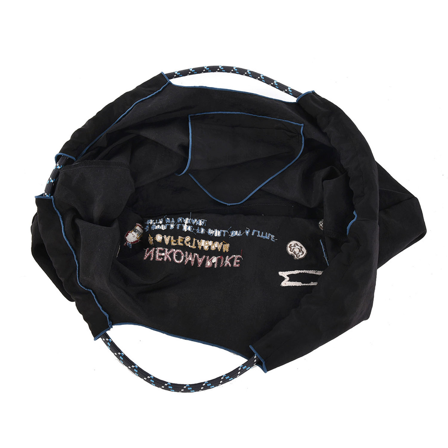 撥水加工刺繍ワッシャーバッグ L ネコまるけ柄 - 画像9