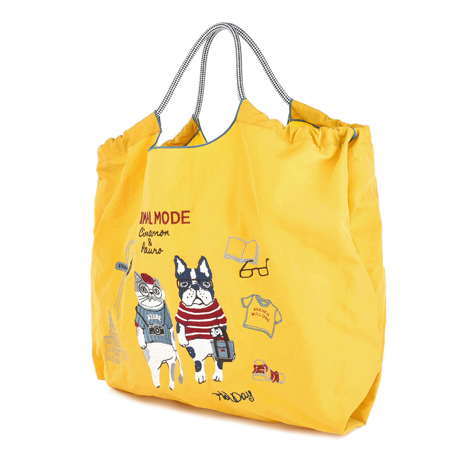 撥水加工刺繍ワッシャーバッグ L アニマルモード柄 - 画像2