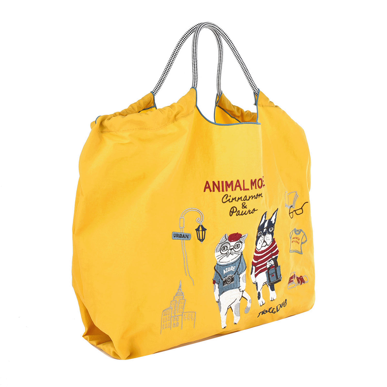 撥水加工刺繍ワッシャーバッグ L アニマルモード柄 - 画像3