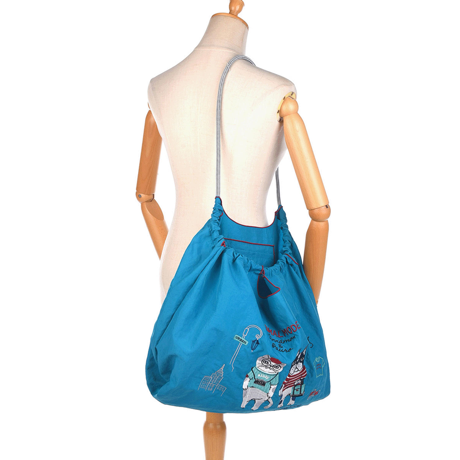 撥水加工刺繍ワッシャーバッグ L アニマルモード柄 - 画像23