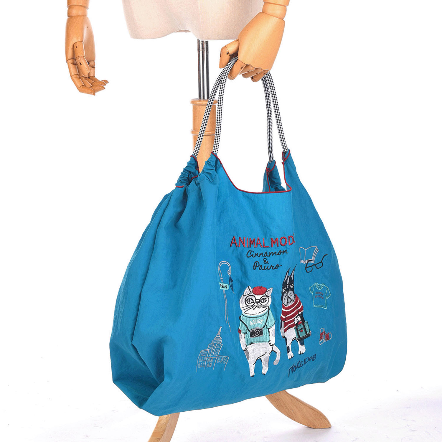 撥水加工刺繍ワッシャーバッグ L アニマルモード柄 - 画像24