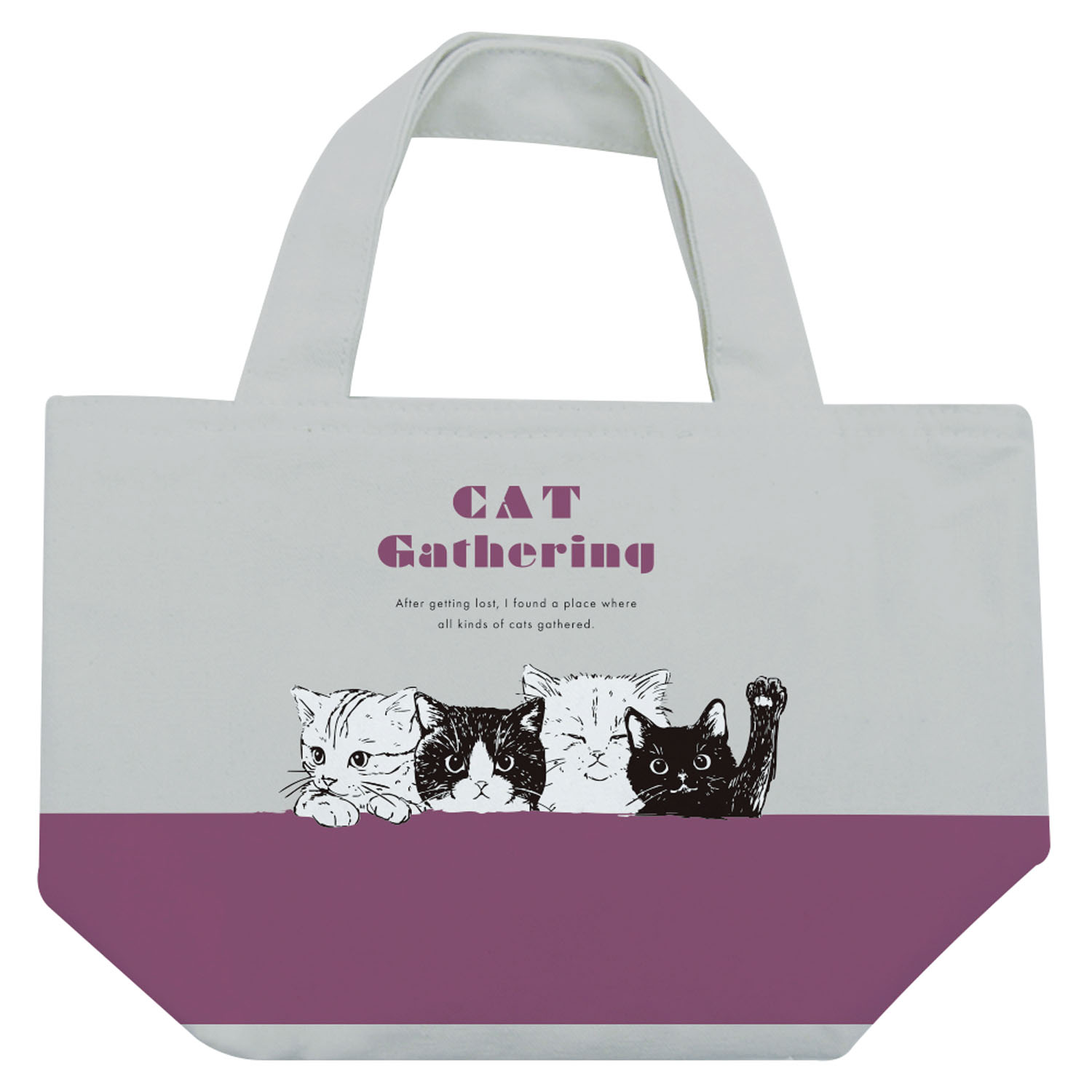 保冷ミニトートバッグ キャット集会 GY