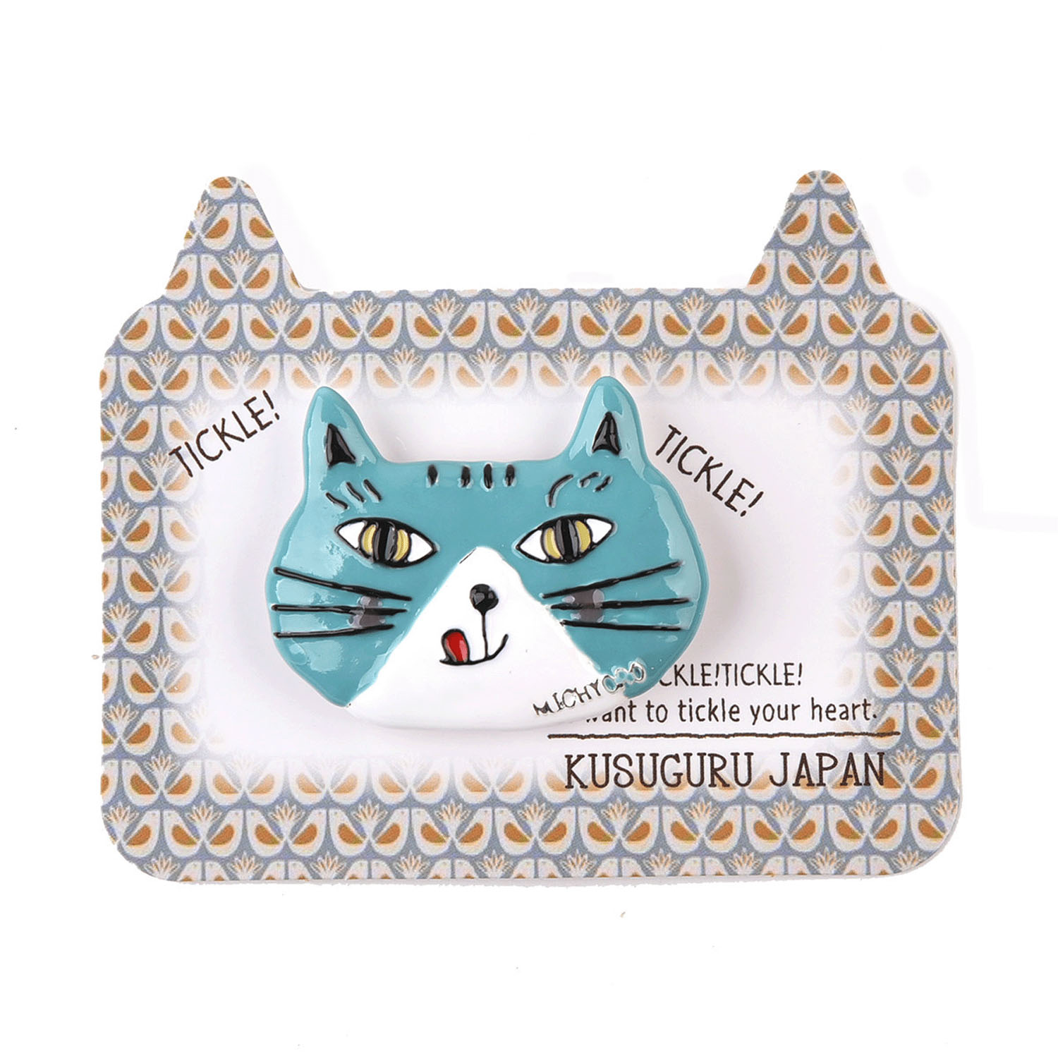 親指サイズのブローチ ミチョロ（ブルーグリーン） - 画像2