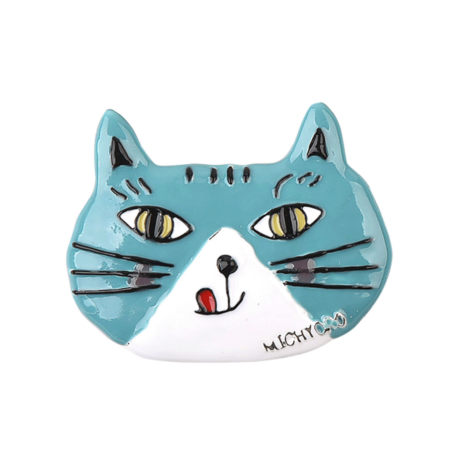 親指サイズのブローチ ミチョロ（ブルーグリーン）