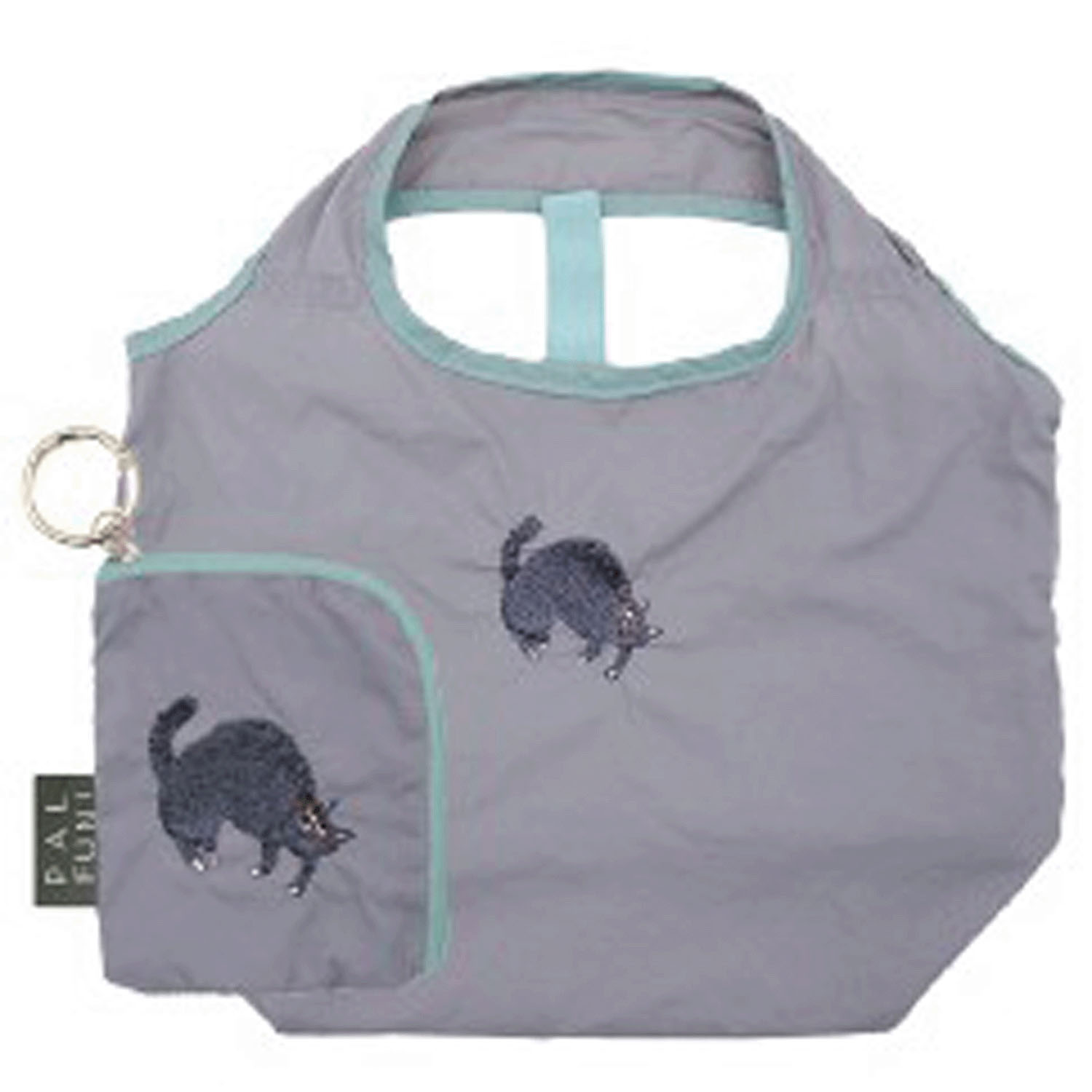 ポーチ付ミニエコバッグ ラウンドミュー グレイ