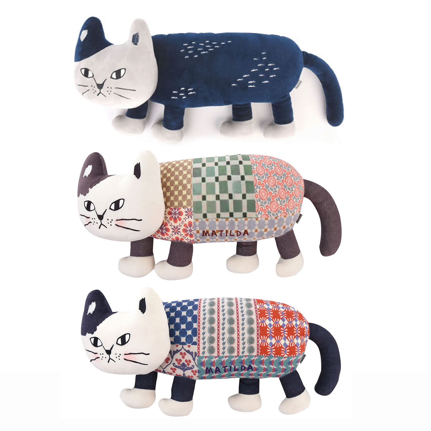 【01／ベーシック、02／BR系チェック、03／BL系チェック】パフモチ ぬいぐるみクッション マチルダさん - 画像1