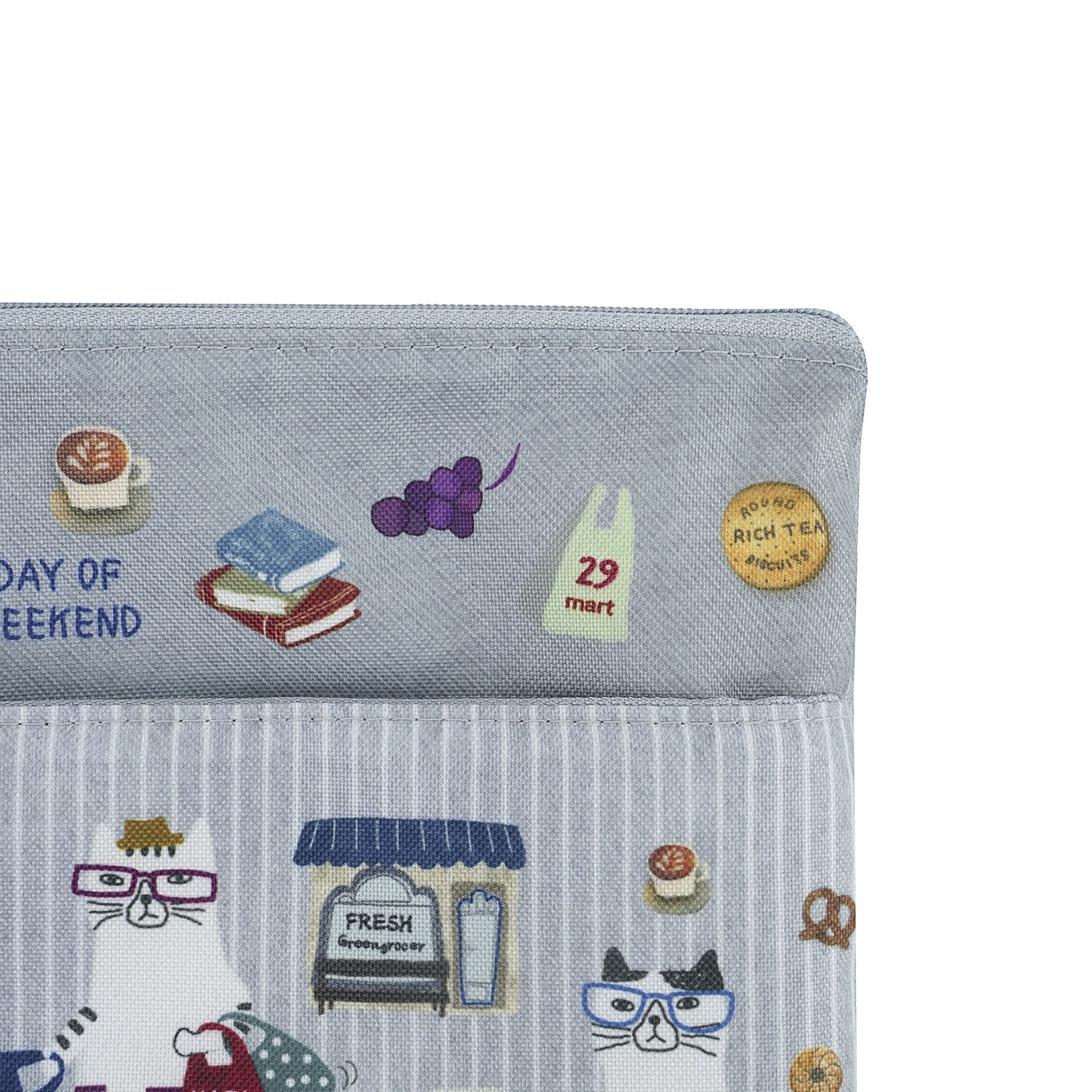 2段ポーチ ネコまるけ柄 - 画像2