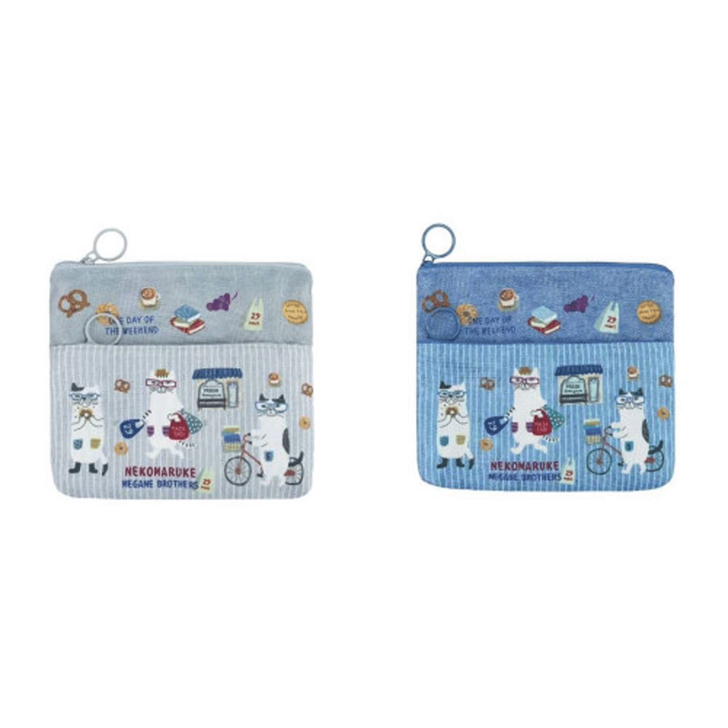 2段ポーチ ネコまるけ柄