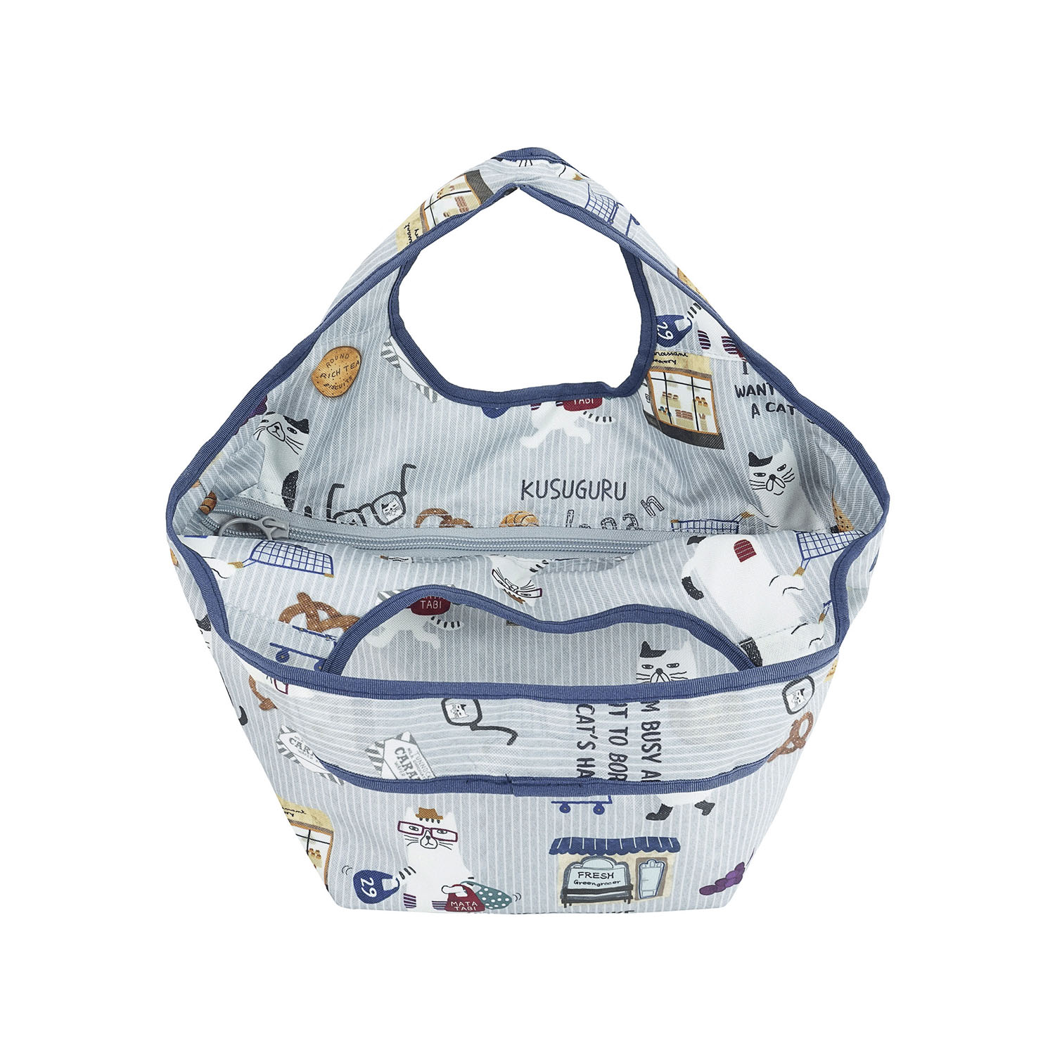 シルバー保冷保温 折り畳みエコバッグ（Sサイズ） ネコまるけ柄 - 画像4