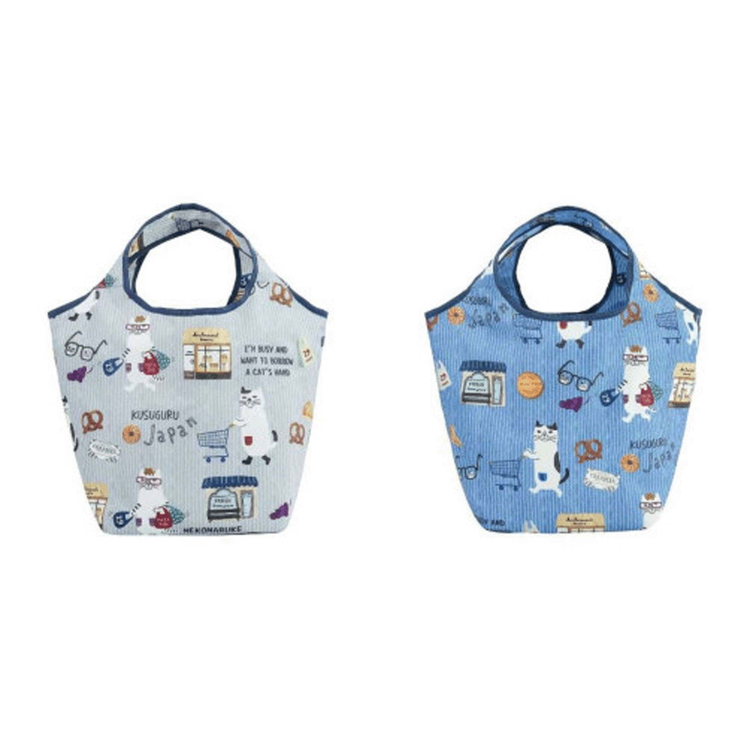 シルバー保冷保温 折り畳みエコバッグ（Sサイズ） ネコまるけ柄