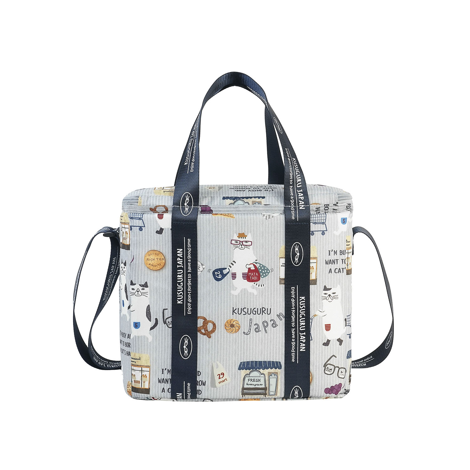 アルミ保冷保温 折り畳みクーラーバッグ ネコまるけ柄 - 画像3