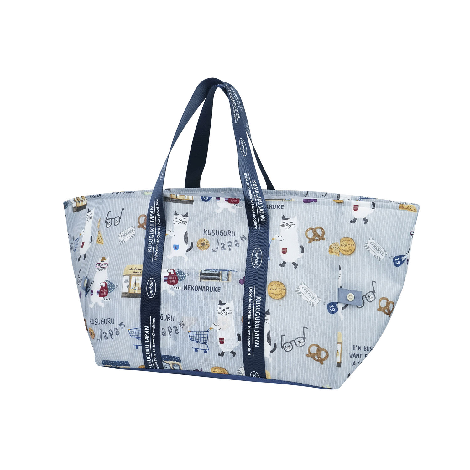 アルミ保冷保温 お買い物バッグ ネコまるけ柄 - 画像2