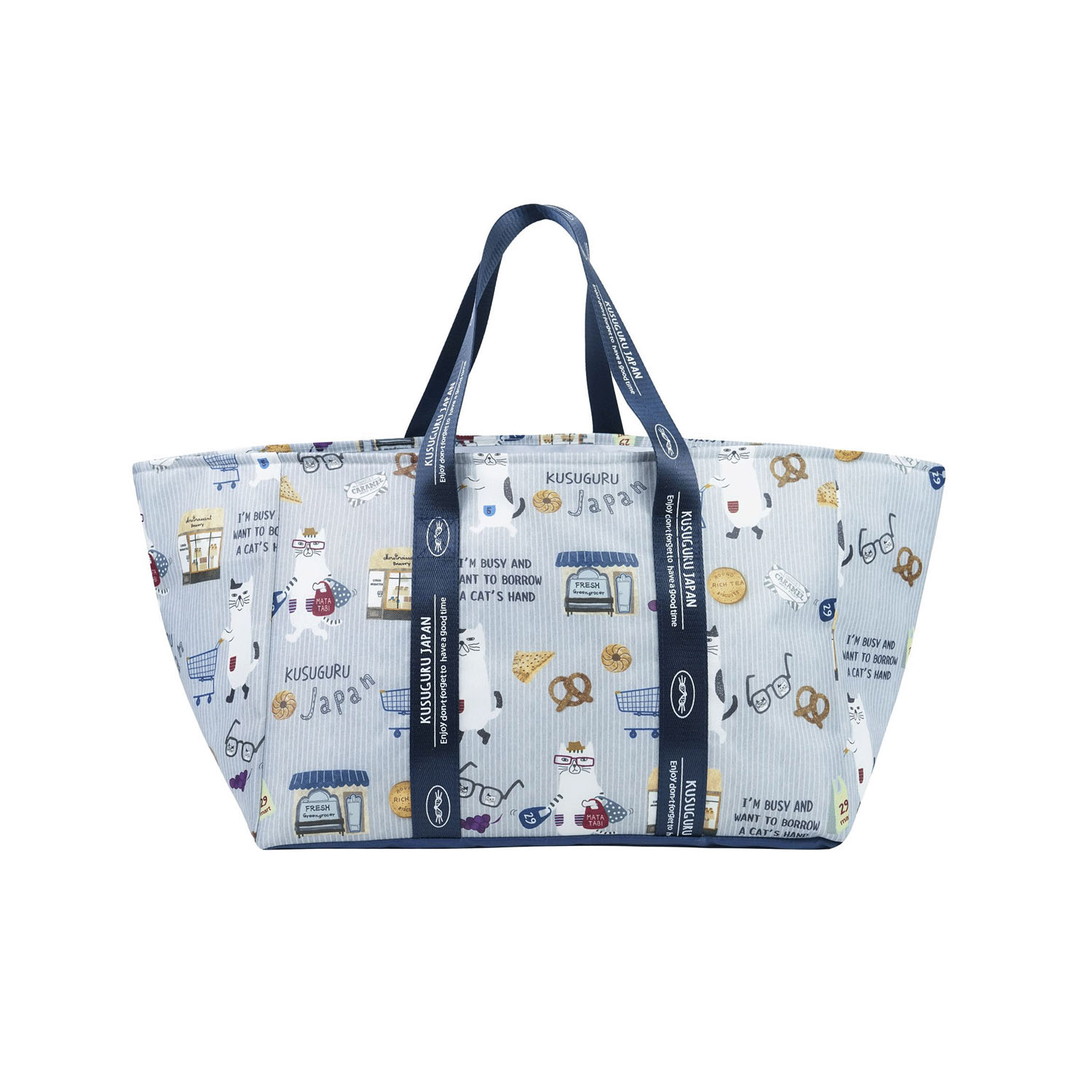 アルミ保冷保温 お買い物バッグ ネコまるけ柄