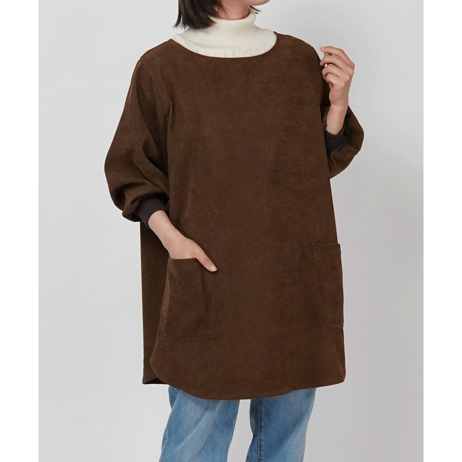 サニーコーデユロイ 花びらリブ袖かっぽう着