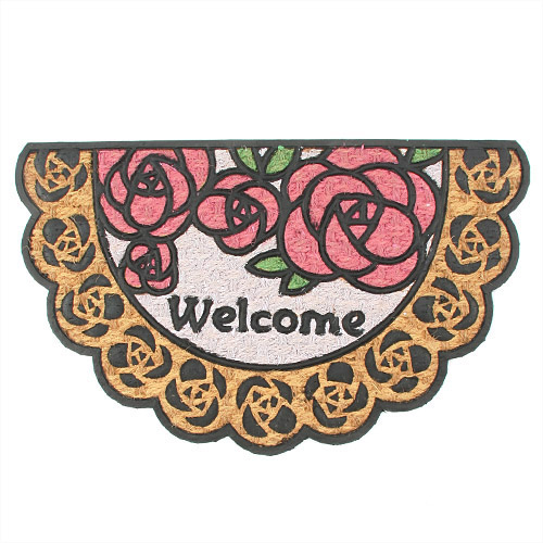 ローズウェルカムコイヤーマット半円75x45cm